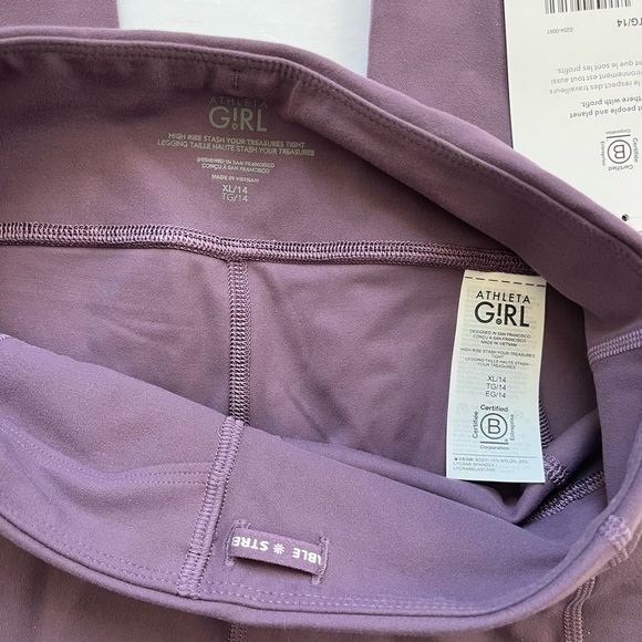 Athleta Girls High Rise Stash Your Treasures XL 14 New with tags Purple - Picture 3 of 8